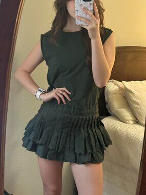 Daily Practice Anthropologie Single Set Dress - Small - Dark Green